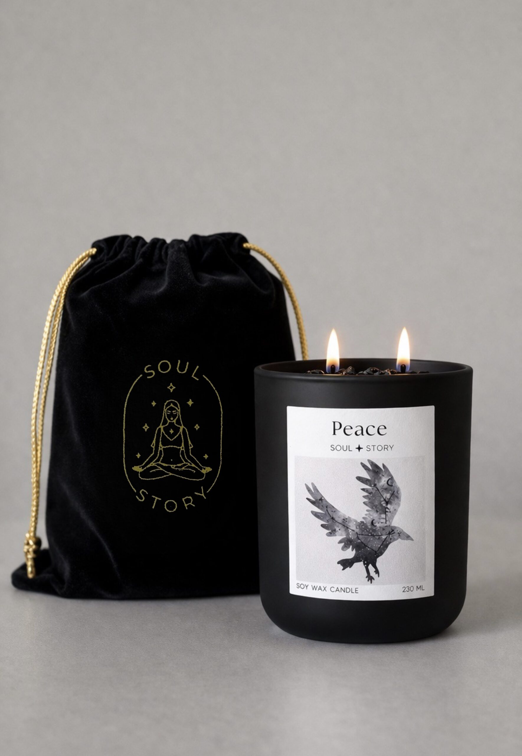 Świeca sojowa z kamieniami turmalinu PEACE