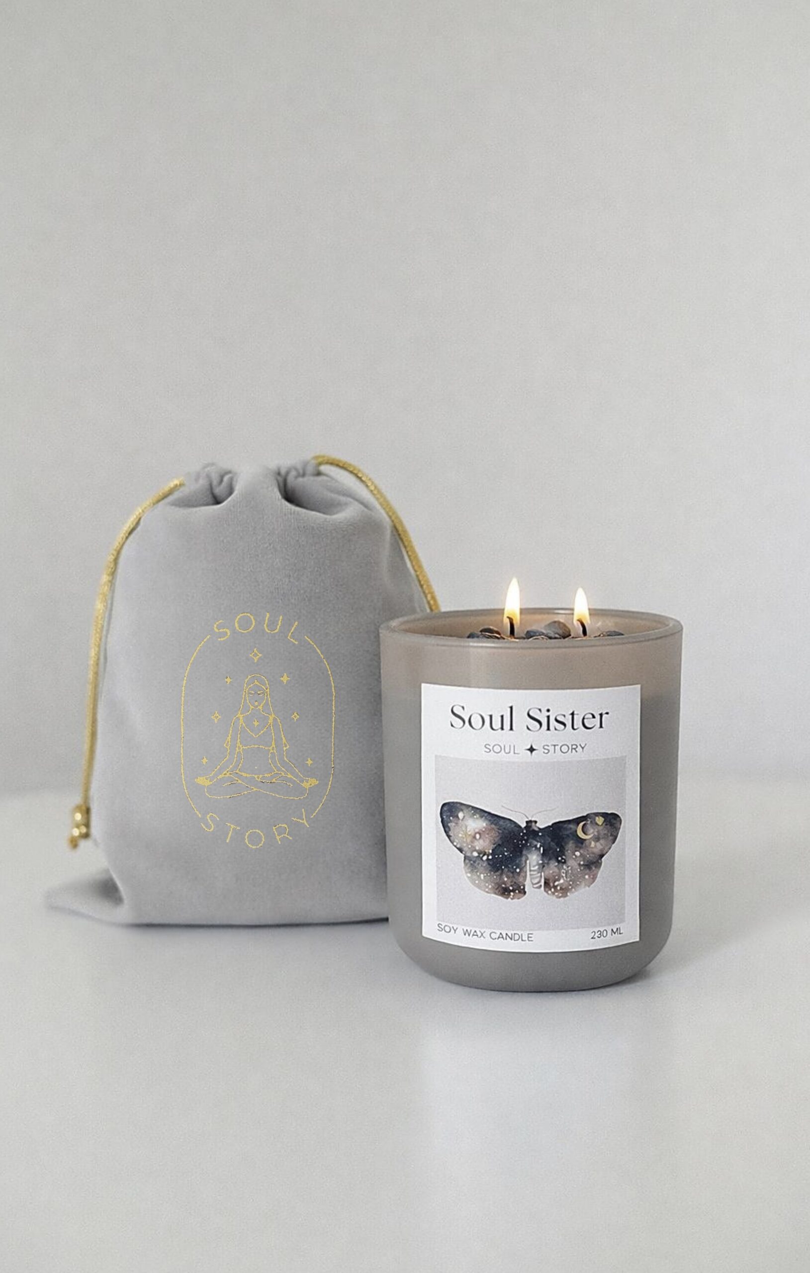 Świeca sojowa z kamieniami dymnego kwarcu SOUL SISTER