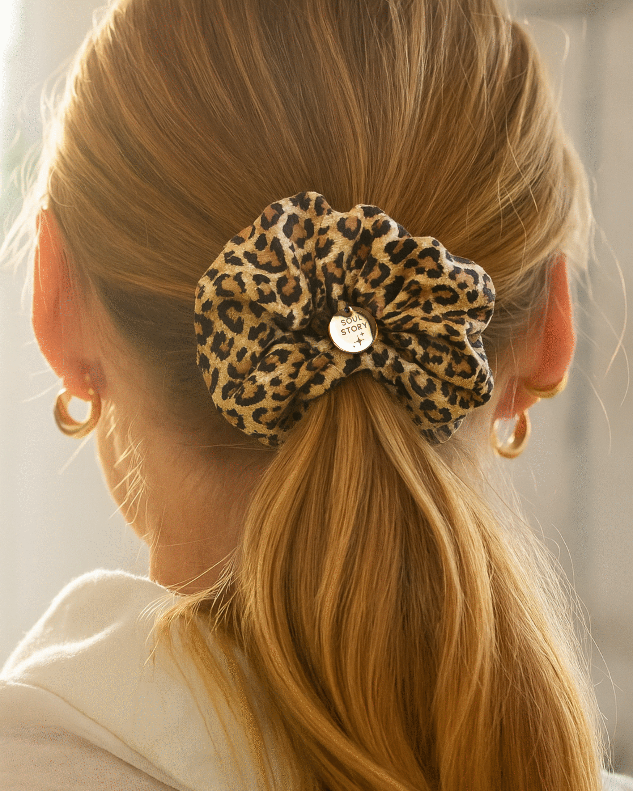 Jedwabna gumka do włosów LEOPARD